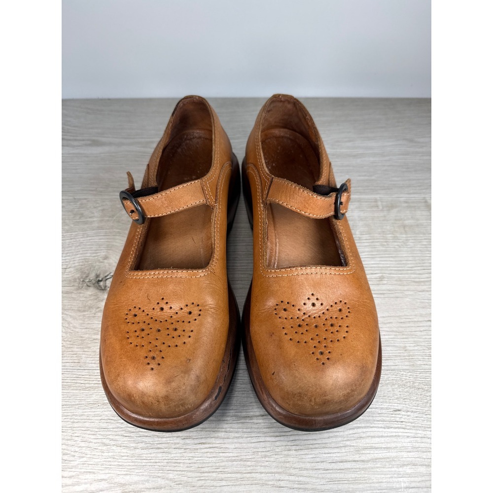 Vintage Dansko Luann Women 41 Tan Leather Mary Jane Clogs Perforated